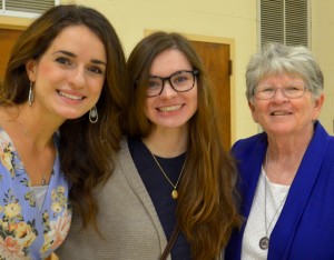 Margaret Healy House residents Courtney McHale and Angela Sanders with Sr. Maria Lauren Donohue, MSBT